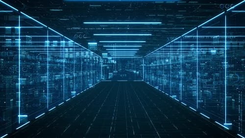 Data center de servidores de rede e dados.