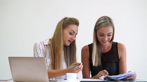 Blonde Business Woman Working at Modern Office