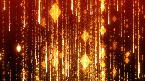 Golden Diamond Particles Falling Light Background