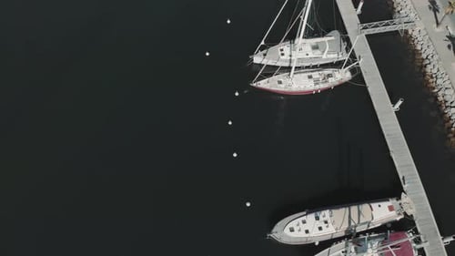 Aerial Drone View of Marina for Boats and Tourist Yachts