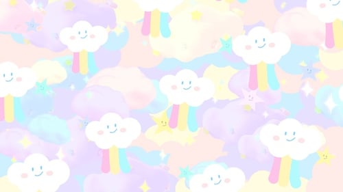 Pastel Rainbow Doodle Sky