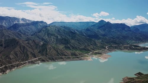 Aerial View in Beautiful Lake in the Mountains