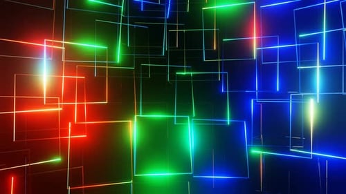 Abstract Neon Grid Pattern Loop Background Animation