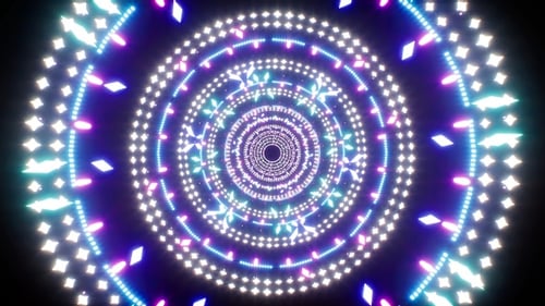 Particules de néon abstraites à paillettes Vj Tunnel Loop 4K