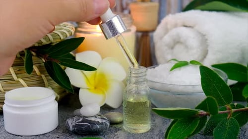 Spa Cosmetics and Oils for Face and Body Care