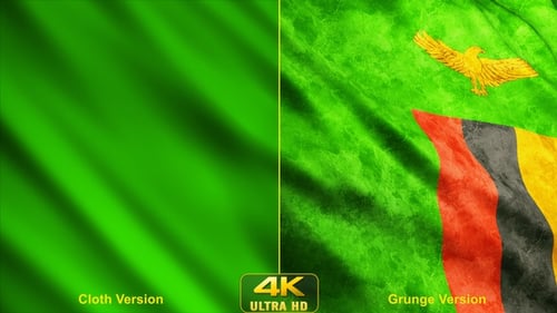 Zambia National Flag Waving Loop Animation with Texture