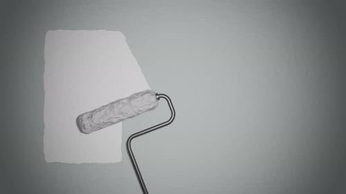 Paint Roller Revealing White Space on Textured Wall