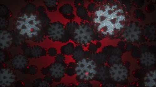Animated Virus Cells: Red Microscopic Organisms Moving Background