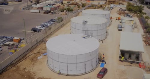Aerial View of Water Tank Construction Site