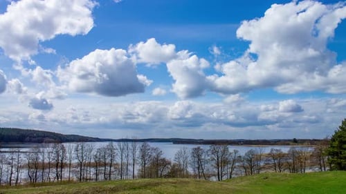 4K Lake With Clouds