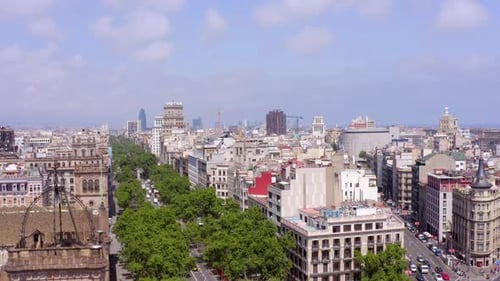 Grand Via in Barcelona a Treelined Street in the Bustling Gothic City