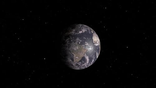 Realistic Rotating Earth Globe in Space 3D Animation