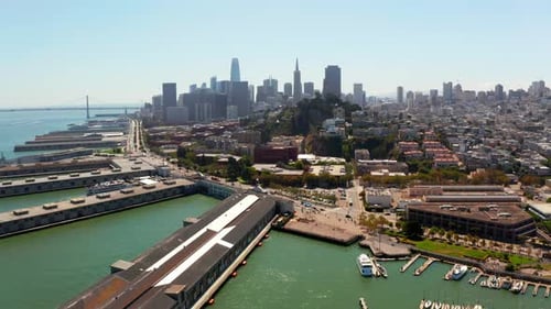 Aerial View of the Docks in San Francisco Near San Francisco Bay