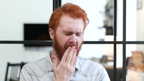 Yawning Tired Man, Portrait