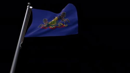 Realistic Pennsylvania State Flag Waving Motion Graphic