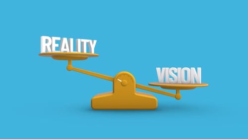 Reality vs Vision Balance Weighing Scale Looping Animation