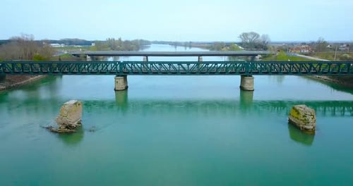 The Concrete Foundations of a Bridge Removed From the River