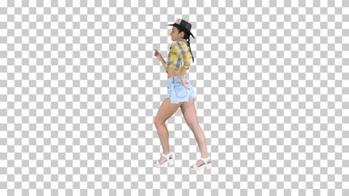 Cowboy Girl Dances Walking, Alpha Channel
