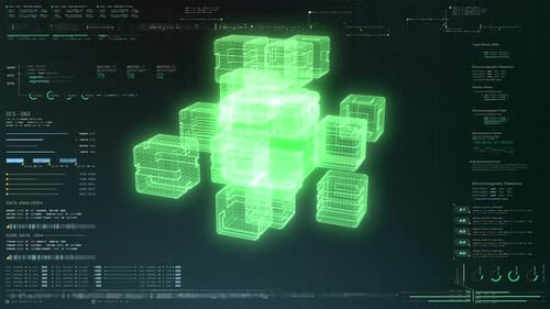 Futuristic Quantum Computing Simulation HUD