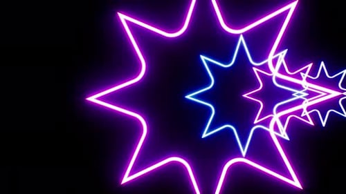 4K Neon Octagonal Star Shapes Tunnel Loop
