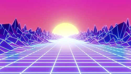 Synthwave Road Pastellrosa Himmel-Hintergrund-Schleife