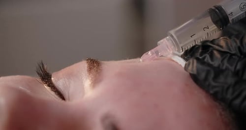 Injection on Face in Close Up Shot