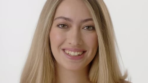 Smiling Blonde Woman Portrait in Close-up