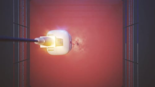 Vintage metal microphone above a boxing ring