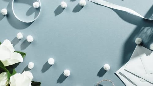 Elegant Wedding Invitation Materials Flat Lay