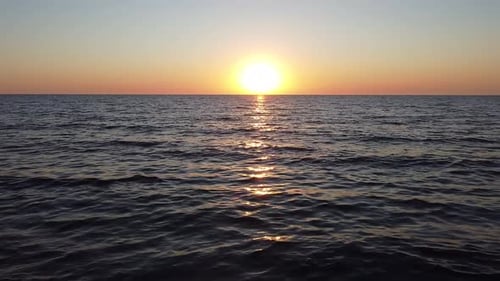 From a Bird's Eye View a Beautiful Sea Sunset Opens the Sun Goes Out To Sea a Magnificent Sunset in
