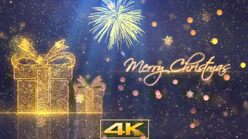 Merry Christmas Golden Glittering Title Animation with Gift Boxes