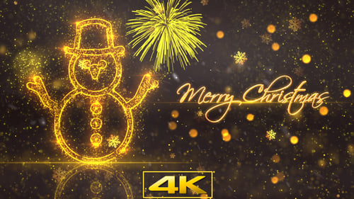 Glowing Christmas Snowman and Merry Christmas Text Reveal