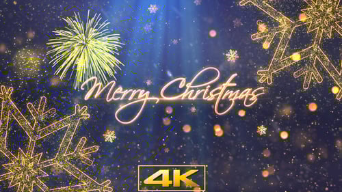 Elegant Christmas Title Animation with Golden Snowflakes and Particles