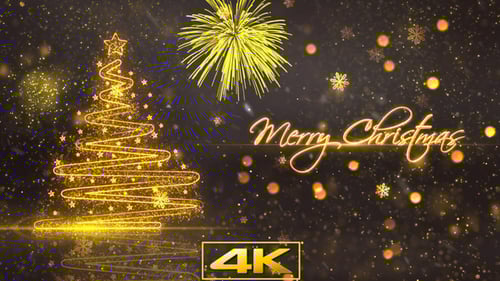 Glowing Christmas Tree and Merry Christmas Text Reveal Animation