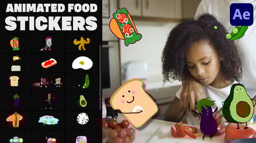 Playful Animated Food Stickers for Social Media Content