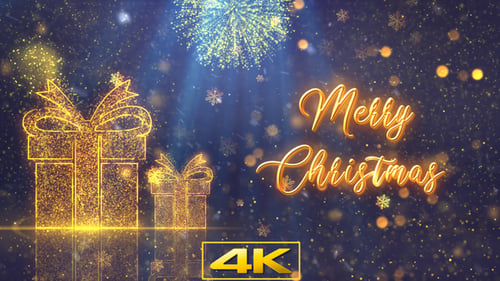 Golden Sparkle Christmas Gifts and Greeting Background