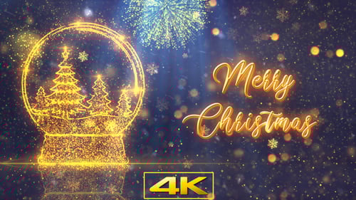 Golden Particle Christmas Snow Globe Title Animation