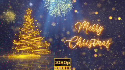 Sparkling Christmas Tree and Merry Christmas Title Animation