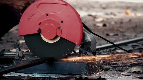 Metal Cutting Chop Saw Sparks