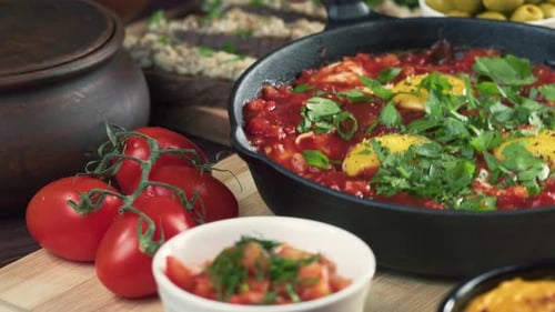 Appetizing Breakfast Foods Close Up on Tabletop