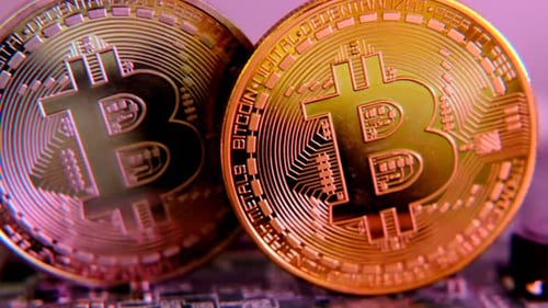 Bitcoins. Cryptomonnaie blockchain.