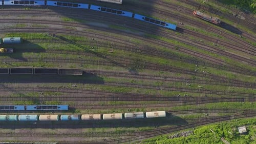 Empty Platforms and Railway Tanks on an Industrial Railway Siding