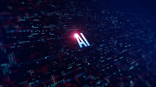 Futuristic AI Logo Reveal Over Digital Circuit Board