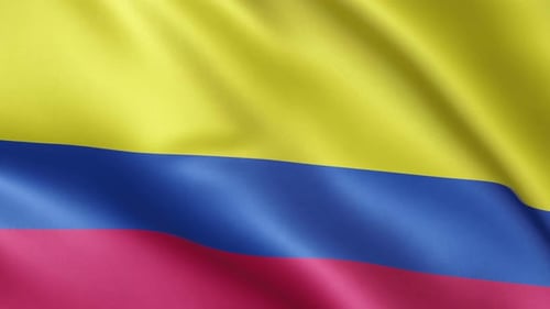 Realistic Colombian Flag Waving in Wind