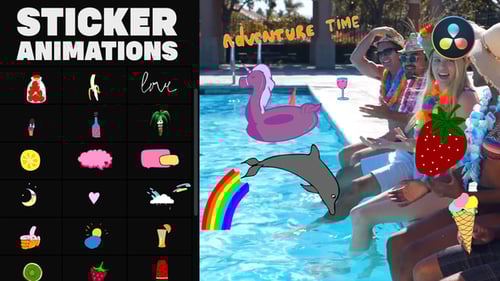 Hand-Drawn Animated Summer Stickers and Title Elements