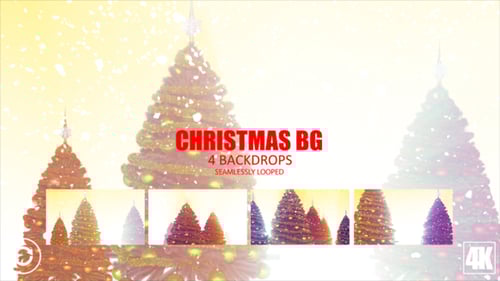 Christmas Trees Festive Background Loop with Falling Snow