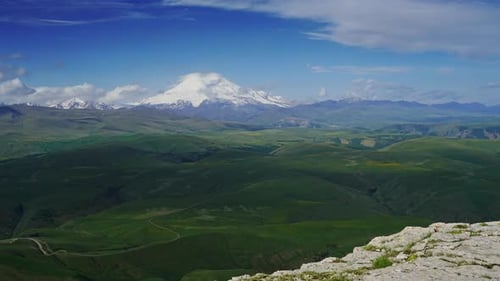Mount Elbrus and Clouds Caucasus Mountains