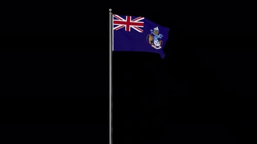 Tristan da Cunha Flag Waving on Black Background