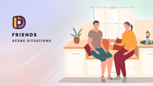 Animated Flat Design Scenes Illustrating Social Situations
