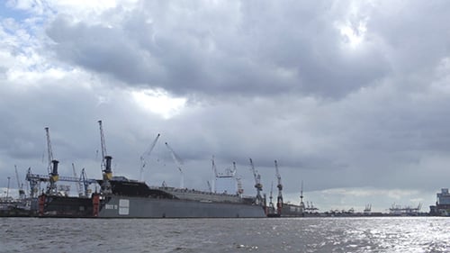 Cargo Ship In Hamburg Port Time Lapse